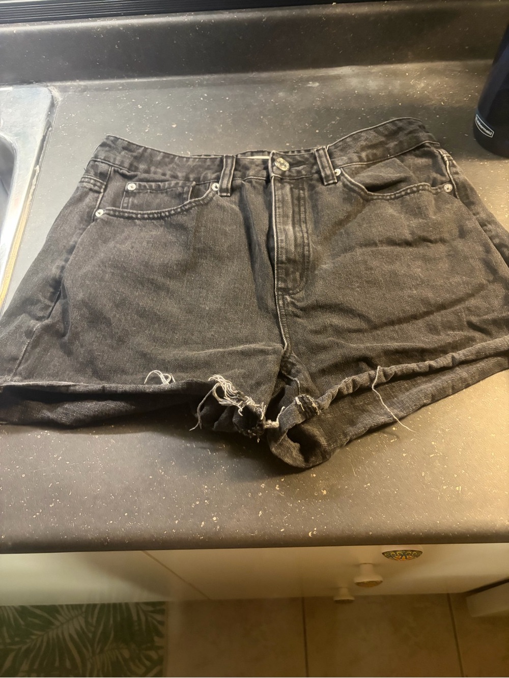 Garage Black High-Rise Distressed Denim Shorts